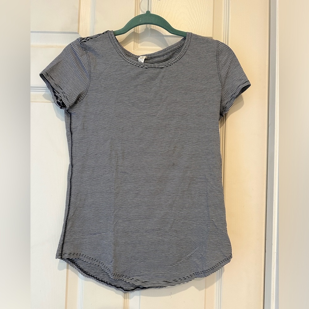 Black and white striped lululemon shirt